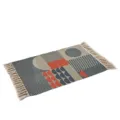 Hand Woven Cotton Linen Floor Mat Geometric Pattern Nordic Style Bedroom Living Room Rug - Industrial E