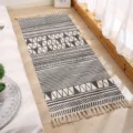 Handgewebter Baumwoll-Leinen-Teppich im Ethno-Stil mit geometrischem Muster für Schlafzimmer - 60*180cm / Zebra Zebra
