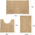 Set tappeto bagno in ciniglia 3 pezzi antiscivolo assorbente beige 31x19 23x15.5 pollici - Cammello