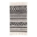 Boho Woven Cotton Linen Rug Black White Geometric Tapestry with Tassels Floor Mat Decor - 60*90cm / Micheng