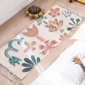 Nordic boho style woven cotton linen tassel rug for bedroom bedside anti-slip floor mat. - Simple Line Fireworks