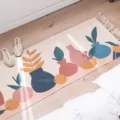 Nordic woven cotton linen bedside rug with boho geometric vase pattern for bedroom decor - Vase