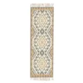 Nordic boho geometric runner rug, hand-woven cotton linen floor mat with fringes hallway. - 60*90cm / Industrial A