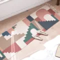 Nordic geometric cotton linen runner rug, stylish boho woven bedside floor mat for bedroom decor. - Castle