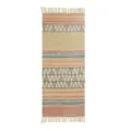Nordic boho woven cotton linen runner rug with geometric patterns and tassels for bedroom. - 60*90cm / Multicolor