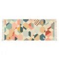 Nordic geometric cotton linen woven rug with fringes, stylish living room bedroom decor runner. - 60*90cm / Linggan