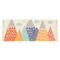 Nordic ethnic hand-woven cotton linen tassel rug, cute geometric mountain pattern mat. - 60*90cm / Mountain