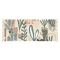 Scandinavian botanical woven cotton linen rug with tassels for bedroom and hallway - 60*90cm / Chaci