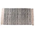Nordic boho woven cotton linen fringe rug, black white geometric floor mat for bedroom bedside. - 60*90cm / Bobi