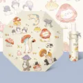 Paraguas plegable automático con estampado de gato y champiñón, protección UV sol y lluvia. - 306 Automático - Gato Diversión Hongo
