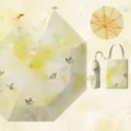Paraguas plegable floral con marco dorado y proteccion solar UPF50+, elegante diseno de mariposa. - Mariposas voladoras: paraguas con revestimiento de color y gancho dorado