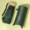 Ultra-light flat five-fold mini pocket sun umbrella with UPF50+ UV protection, dark green. - Dark Green