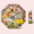 Paraguas plegable pintura al óleo flores sombrilla protección UV manual 3 pliegues - Plegado Inverso Manual / Floral Rosa