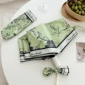 Compact folding UV protection umbrella with artistic floral print and black coating. - 306 Automatic / Green Fairyland
