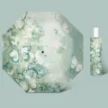 Paraguas plegable verde con estampado de flores y mariposas y proteccion UV para uso diario. - Paraguas automático 306 - Mariposa verde