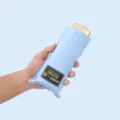 Leichter Mini Faltsonnenschirm mit UV Schutz Etui fur den tragbaren taglichen Gebrauch. - Flacher 5-fach faltbarer Marken-UV-Regenschirm - Himmelblau