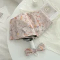Floral automatic folding umbrella with bow storage bag, UV protection for sunny and rainy days. - Manual Nine-Combination Romantic Flower Field / Orange