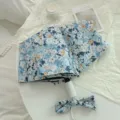 Floral automatic folding umbrella with UV protection, compact portable sun and rain parasol. - Manual Nine-Combination Romantic Flower Field / Blue