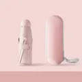 Ultra-light mini five-fold capsule umbrella with compact waterproof case for sun UV protection. - Without Capsule Case / Round 8-Rib Sun Umbrella, Pink (Full Blackout)