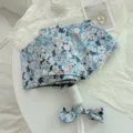 Parapluie automatique pliable imprimé floral bleu, protection UV pour pluie et soleil. - Champ de Fleurs Romantique Automatique 306 / Bleu