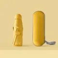 Compact mini capsule umbrella with portable case, UV protection 5-fold travel sun umbrella. - Round 8-Rib Sun Umbrella, Yellow (Full Blackout)