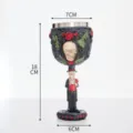 Calice teschio gotico bicchiere vino resina acciaio inox decorazione festa 18cm - Colore Antico