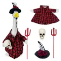 Set Costume Oca Da Portico Halloween 23 Pollici teschio Vestito Cappello Strega Tridente - Adatto 23 Pollici / Costume da Strega Teschio