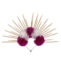 Halloween Mexican Day of the Dead Flower Sunburst Halo Crown Headband Festival Party Hair Hoop - White Pink Rose Headband