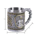 Medieval knight resin beer mug with stainless steel inner liner, retro vintage tankard style. - Antique Color