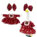 Weihnachtsgans Outfit Rotes Schneeflocken Kleid mit Schleife fur Garten Deko - Passend für 23-Zoll Gänsemodell / Schneeflocke Weihnachtsbaum Kleid Set