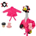Cute 23-inch porch goose outfit pink bathrobe hair rollers set for garden sculpture decoration. - Pink Hair Roller Bathrobe / Four-Piece Set