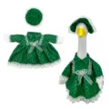 Traje de ganso de porche de San Patricio vestido trébol verde sombrero de encaje para patio 23 - Adecuado para 23 pulgadas / Conjunto Trébol San Patricio