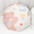 Three-fold automatic UV blocking sun umbrella with cute cartoon bear and sweet cake print. - Manual Inverted - Happy Bear / Light Blue