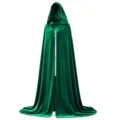 Grüner Samt Umhang mit Kapuze für Halloween Cosplay Kostüm Vampir Umhang Karneval Kleidung. - 130cm / Grün