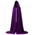 Lila Samt Umhang mit Kapuze Halloween Vampir Kostüm Umhang für Kinder Cosplay Party Kleidung - 130cm / Lila