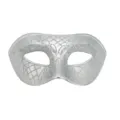 Máscara de mascarada de media cara plateada con patrón de purpurina para fiesta evento. - Plateado