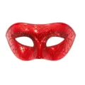 Máscara de mascarada roja con purpurina medio rostro para fiesta baile disfraz decoración - Rojo