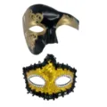 Exquisites Paar Maskerade Masken Set für Halloween Kostümparty, schwarz goldene Masken. - Römische Halbe Gesichtsmaske mit Glitzerplatte Stil B