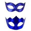 Blaue metallische Masken Set für Paare, schöne Halbgesicht Kostüm Party Halloween Masken. - PVC Welle + Kleine Schönheit - Blau