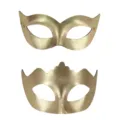 Goldenes Paar Masken Set Maskerade Karneval Halloween Party Halbgesicht Verkleidung Kostüm - PVC Welle + Kleine Schönheit - Gold