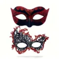 Rot und schwarz Glitzer Masquerade Maske Set fuer Paar Party Halloween Kostuem Party! - Fee bemalt und Glitzer Phönix / Rot
