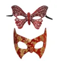 Paar masken set rot spitze schmetterling und vintage blumen muster für halloween party - Jazz Fledermaus und X Schmetterling / Rot & Schwarz
