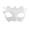 White PVC masquerade mask with knitted texture, half face design for carnival party. - White