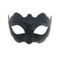 Black PVC masquerade mask with textured finish, perfect for Venetian carnival and parties. - Black