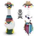 Mexicaans feest gans kostuum set met strohoed zonnebril en bandana voor huisdier. - Set 1
