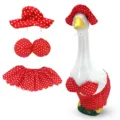 Rood polkadot gans outfit 3-delige set zomer bikini hoed en rok voor erf gans standbeeld - Geschikt voor 23 inch / Rode Stippen Set