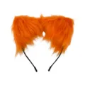 Cute fluffy orange cat ear headband plush animal ears hair hoop for cosplay party. - One Size / Orange