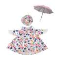 Conjunto de ropa para ganso de jardin con vestido floral sombrero a juego y paraguas - Conjunto Floral de Tres Piezas / Adecuado para 23 pulgadas