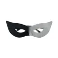 Maschera meta viso nera e argento per festa, costume di carnevale e ballo in maschera. - argento nero