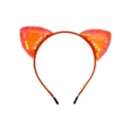 Cute sequin cat ear headband in bright orange and pink glitter, perfect party hair accessory. - Orange Pink